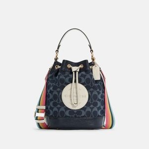 Coach Dempsey Drawstring Bucket Bag In Signature Denim